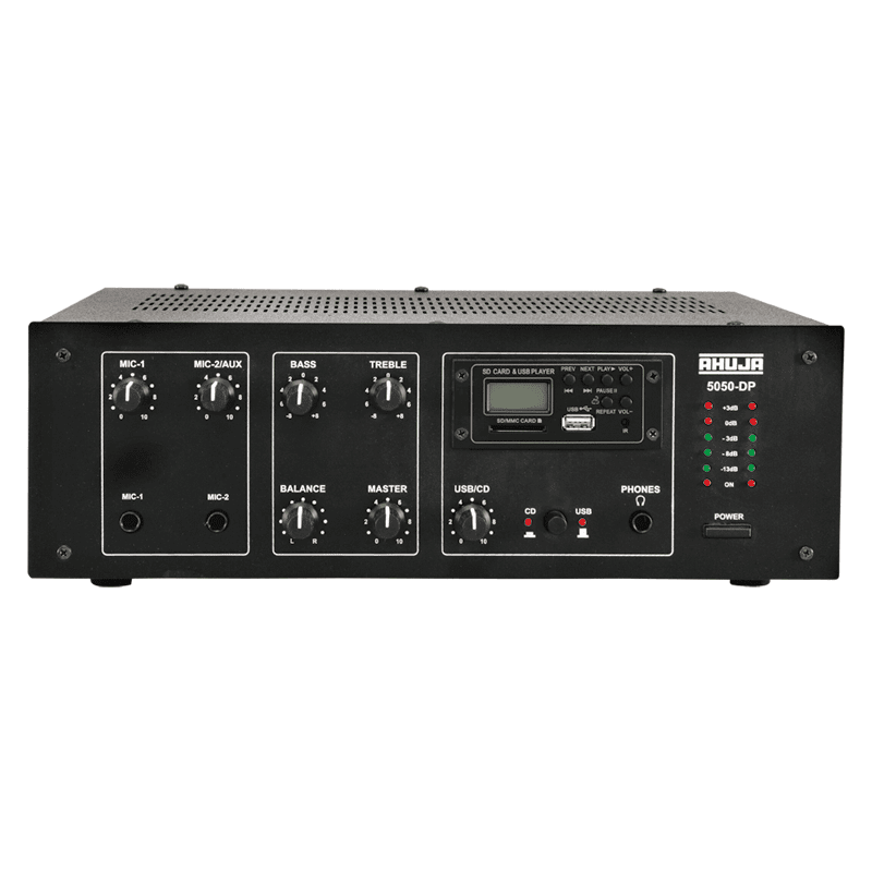 Ahuja 5050-DP 50+50 WATTS WITH BUILT-IN DIGITAL PLAYER MEDIUM WATTAGE PA MIXER AMPLIFIER