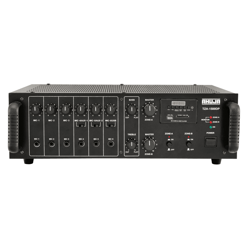 Ahuja TZA-1500®DP 160 WATTS WITH BUILT-IN DIGITAL PLAYER 2 ZONE PA MIXER AMPLIFIER 1 Ahuja PA System Supplier in Bangladesh | Ahuja Bangladesh Ahuja TZA-1500®DP 160 WATTS WITH BUILT-IN DIGITAL PLAYER 2 ZONE PA MIXER AMPLIFIER